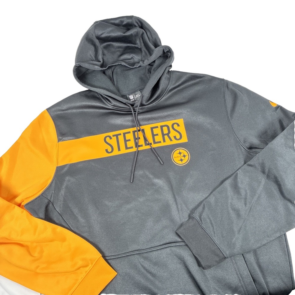 Mens Nike Dri-Fit Pittsburgh Steelers Pullover Hoodie Sweatshirt Size Large